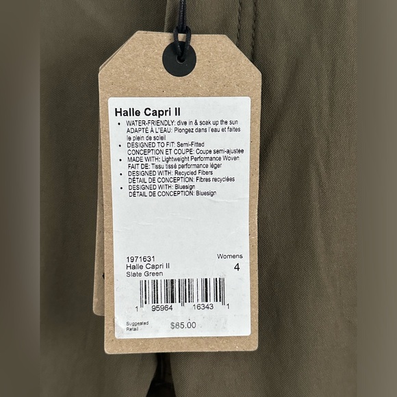 prAna Halle Capri II in Slate Green Standard Fit Outdoor Hiking Size 4 NWT - Picture 6 of 16